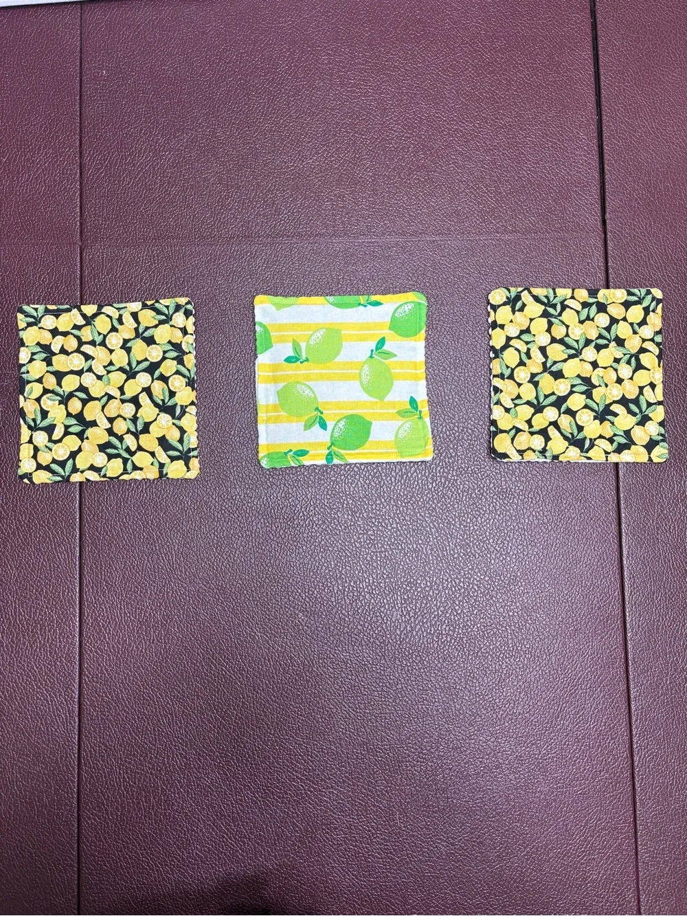 NEW Handmade Lemon and Lime Pattern Fabric Jar Grippers Yellow & Green